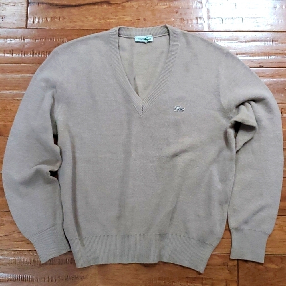 Chemise Lacoste tan V pullover sweater